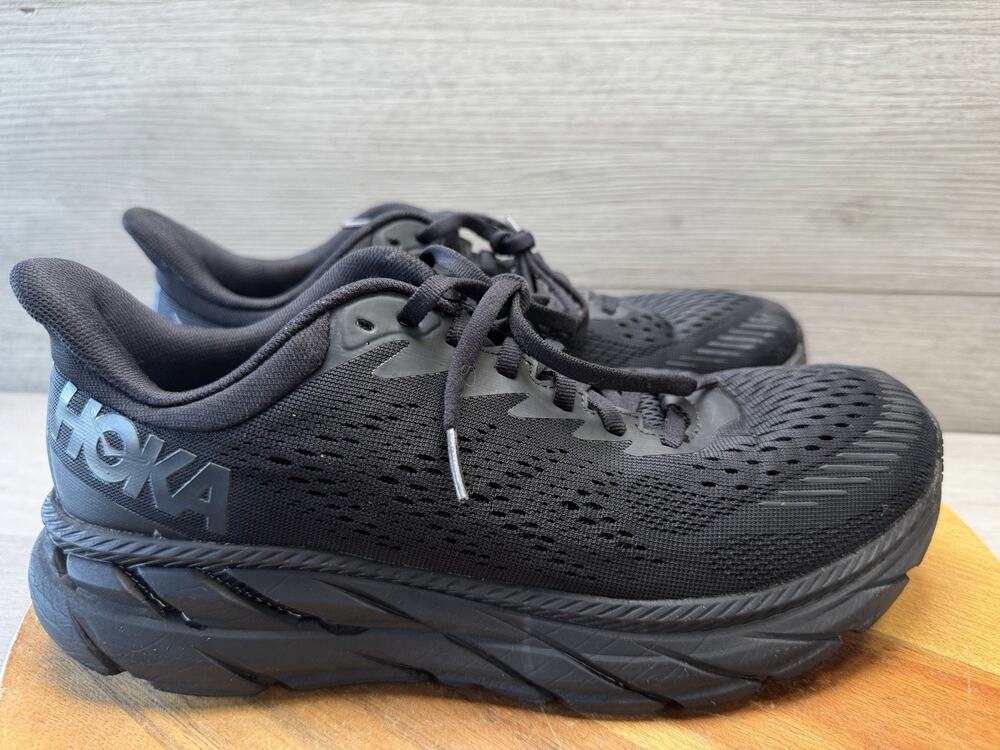 Hoka One One Clifton 7 Lightweight Lace-up Sneakers Black Mesh Mens 8.5